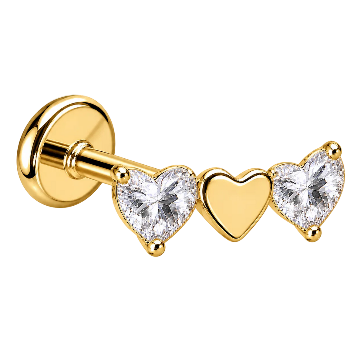Piercing Titanium Labret 3 Corações Mini Misto | Linha Premium