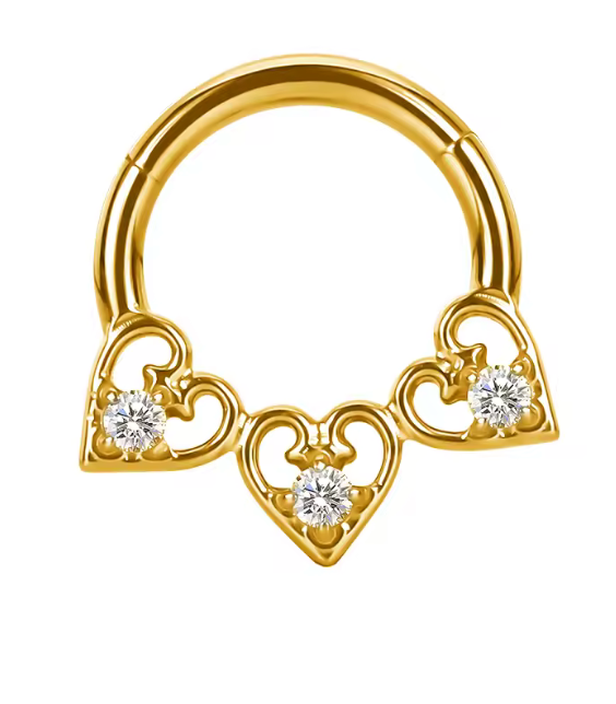 Piercing Argola Daith e Septo - 3 corações 8mm