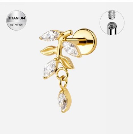 Piercing Titanium Labret RaminhoS com Pendente | Linha Premium