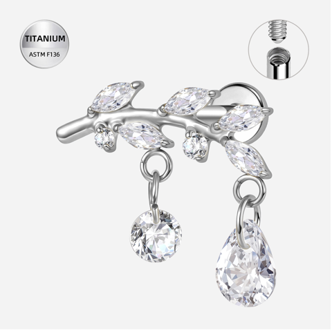 Piercing Titanium Labret RaminhoS com Pendente | Linha Premium