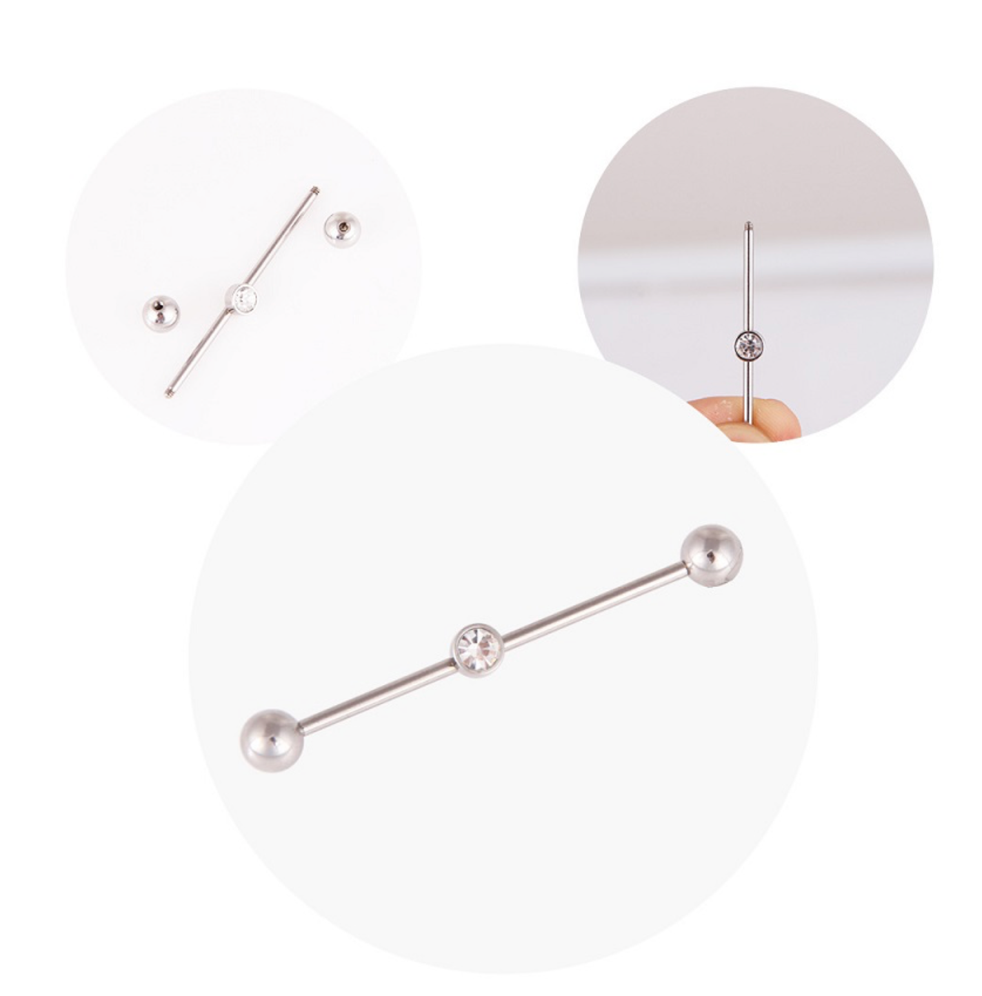 Barra Transversal ball CZ - Titanium
