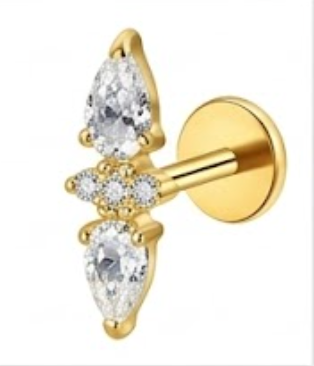 Piercing Titanium Duplo Cristal