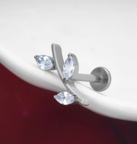 Labret Raminho Curto 3CZ - Titanium