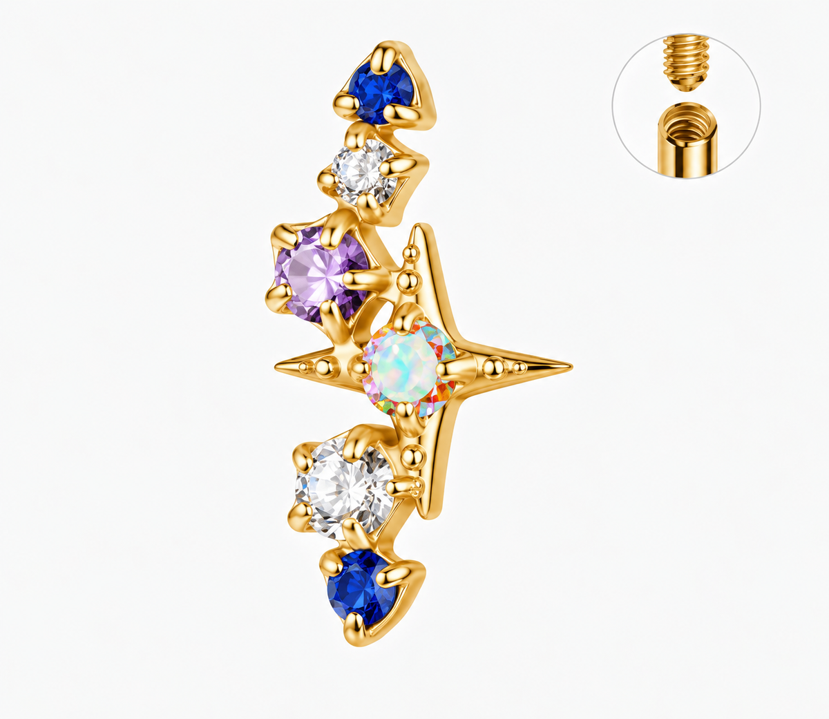 Piercing Titanium Labret Estrela Cosmos| Linha Premium