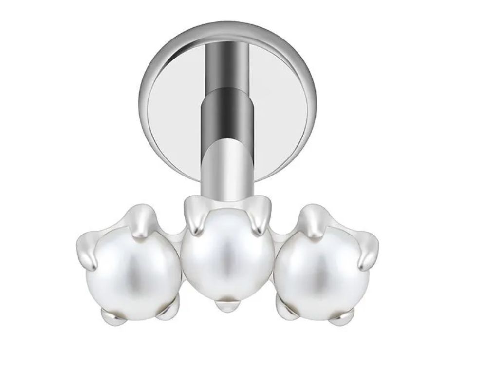 Piercing Titanium Labret Cascata Mini 3 Perola | Linha Premium