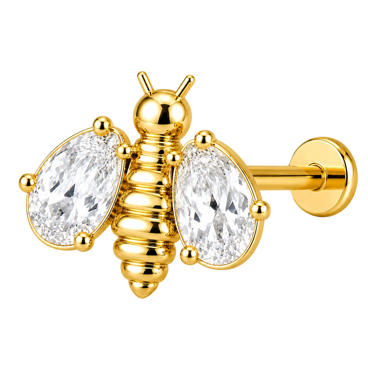 Piercing Titanium Labret Abelha CZ | Linha Premium