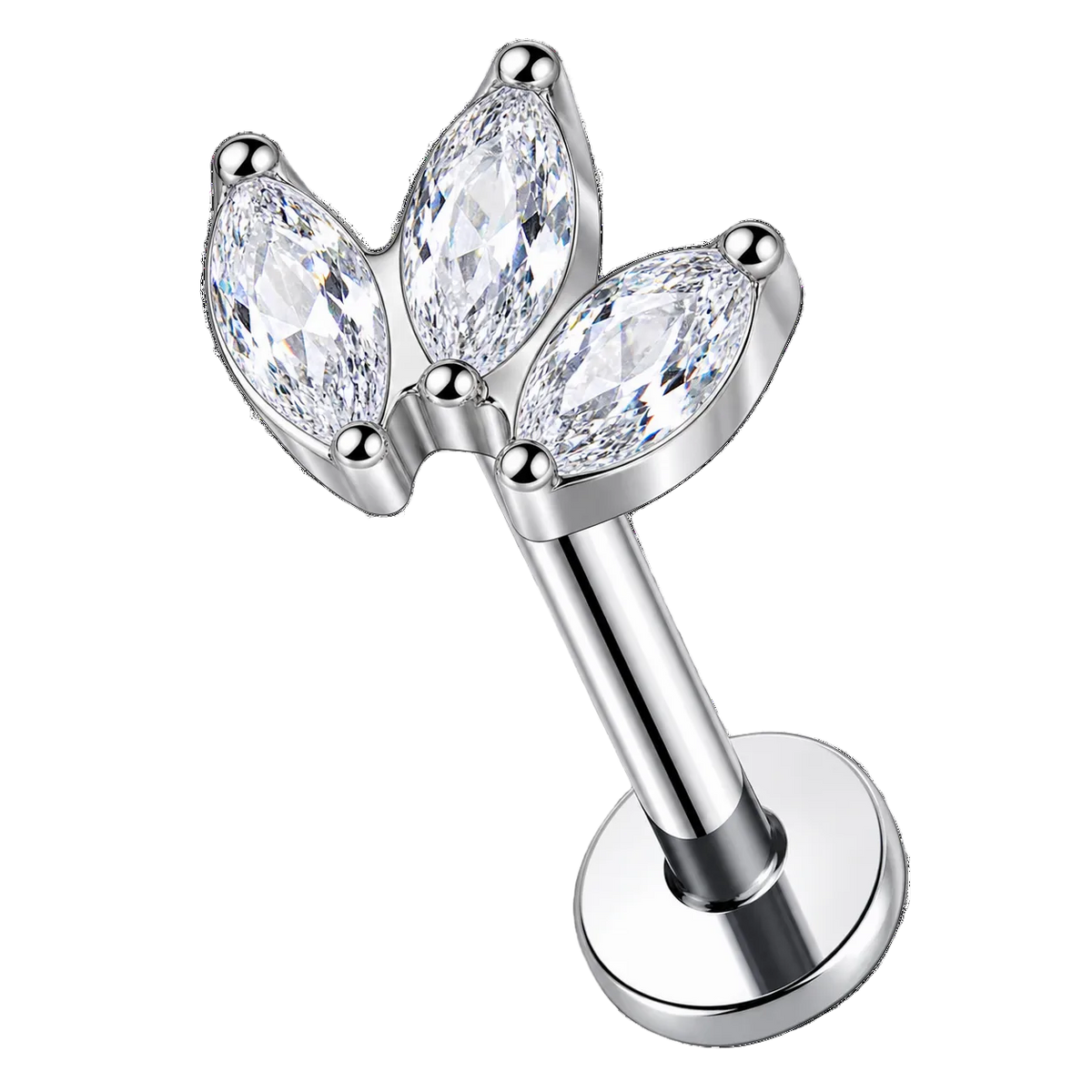 Piercing Titanium Labret Cascata Fan 3 Set Adidas CZ | Linha Premium