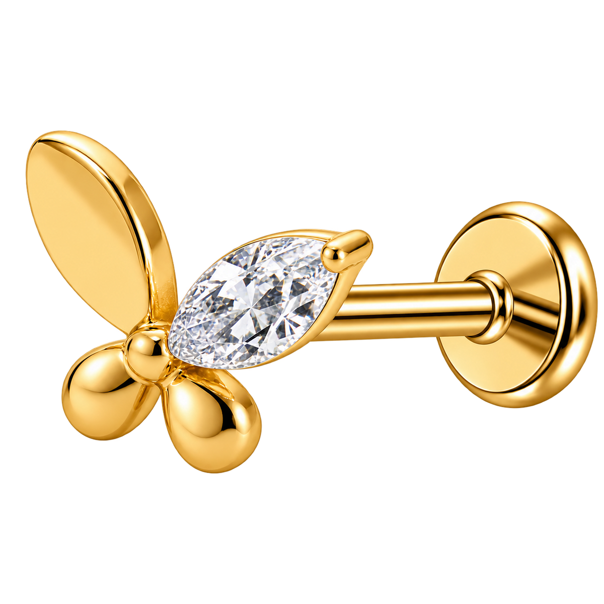 Piercing Titanium Labret Borboleta Meia Mescla | Linha Premium