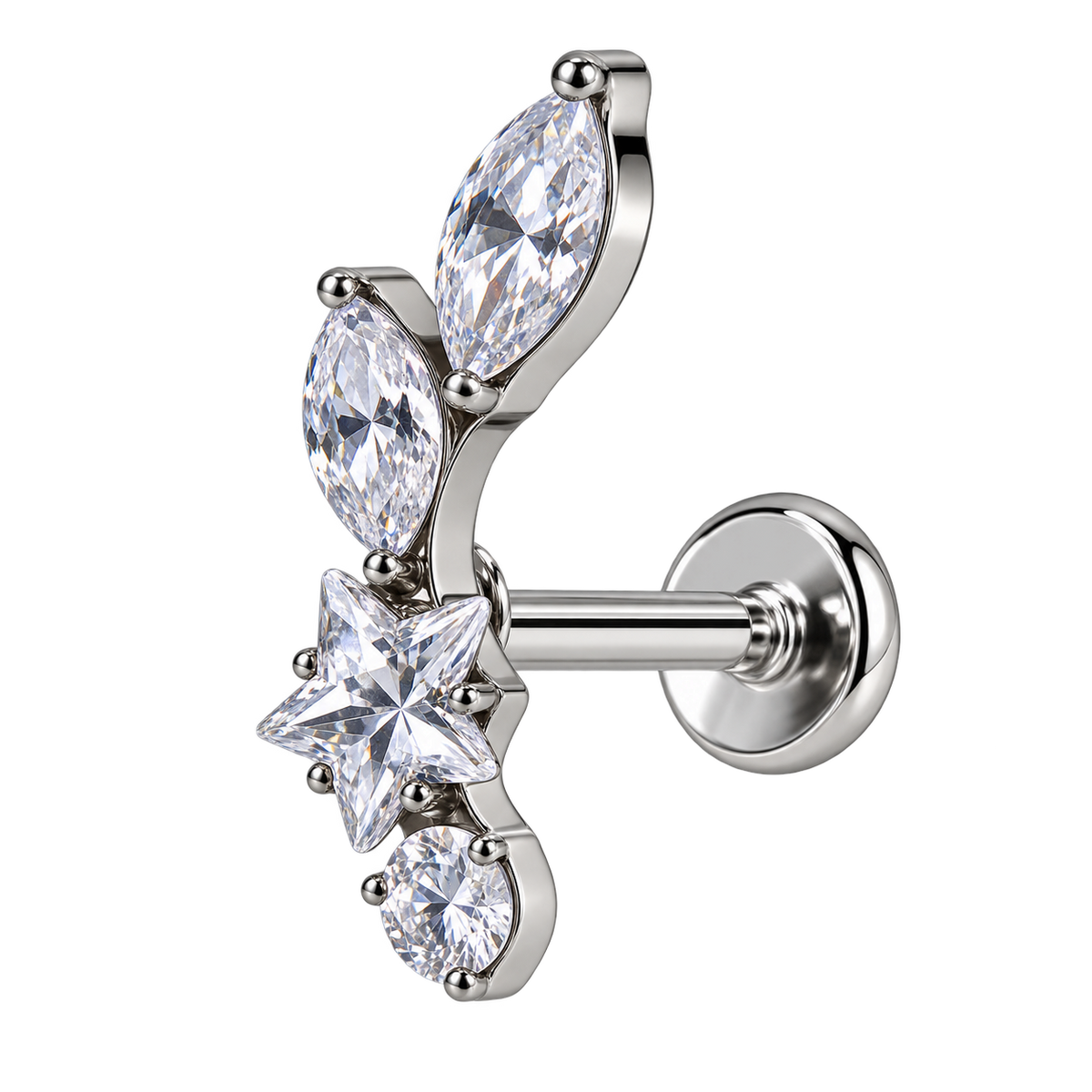 Piercing Titanium Labret Cascata Estrela Delicada | Linha Premium