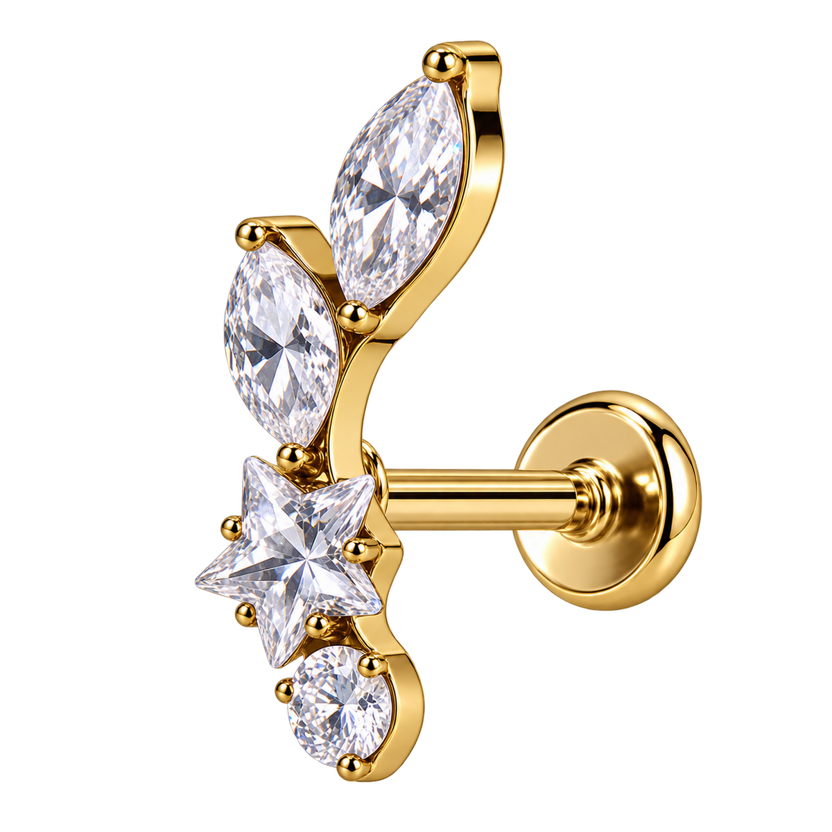 Piercing Titanium Labret Cascata Estrela Delicada | Linha Premium