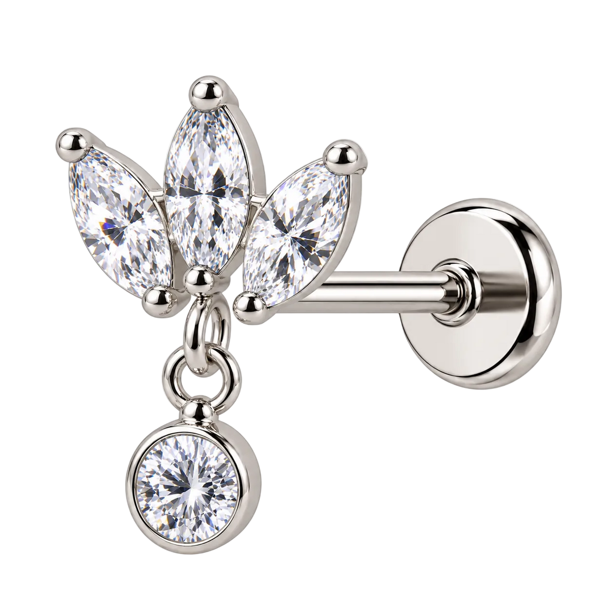 Piercing Titanium Labret Cascata 3 Pendente | Linha Premium