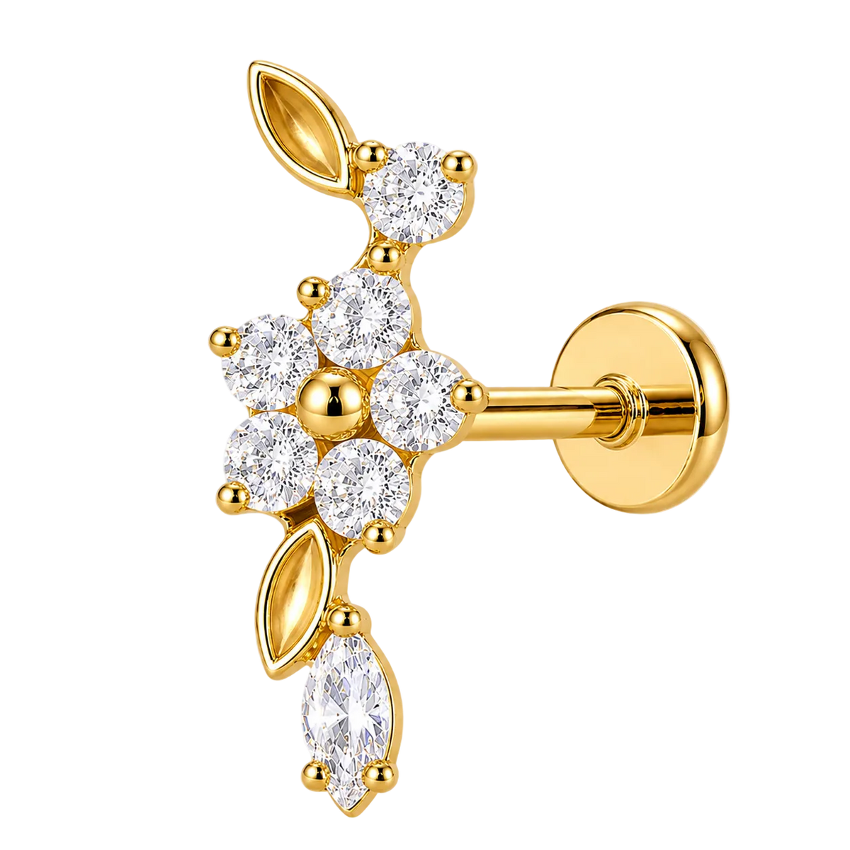 Piercing Titanium Labret Cascata LUZ Flor Nova | Linha Premium