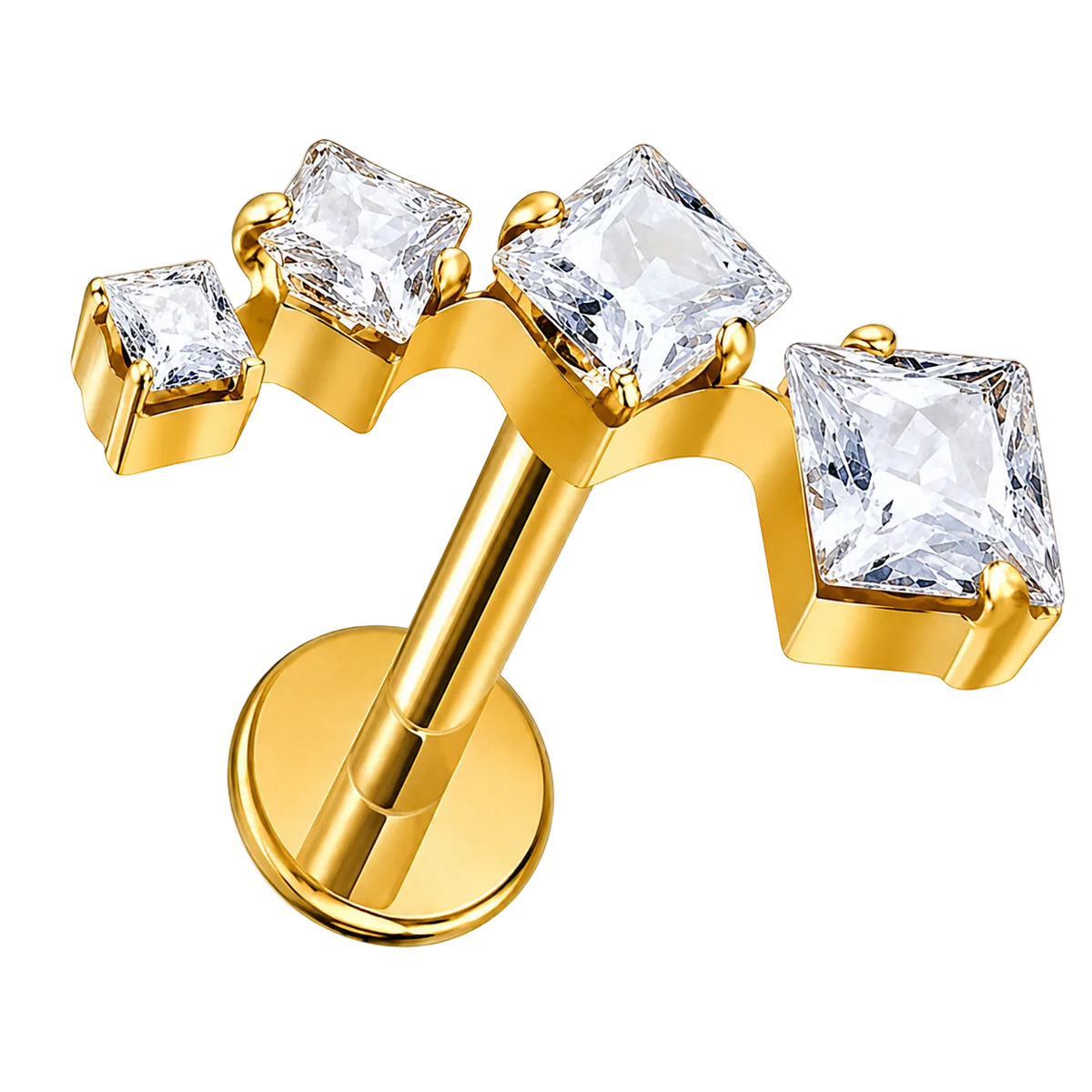 Piercing Titanium Labret Cascata Four Crescente | Linha Premium