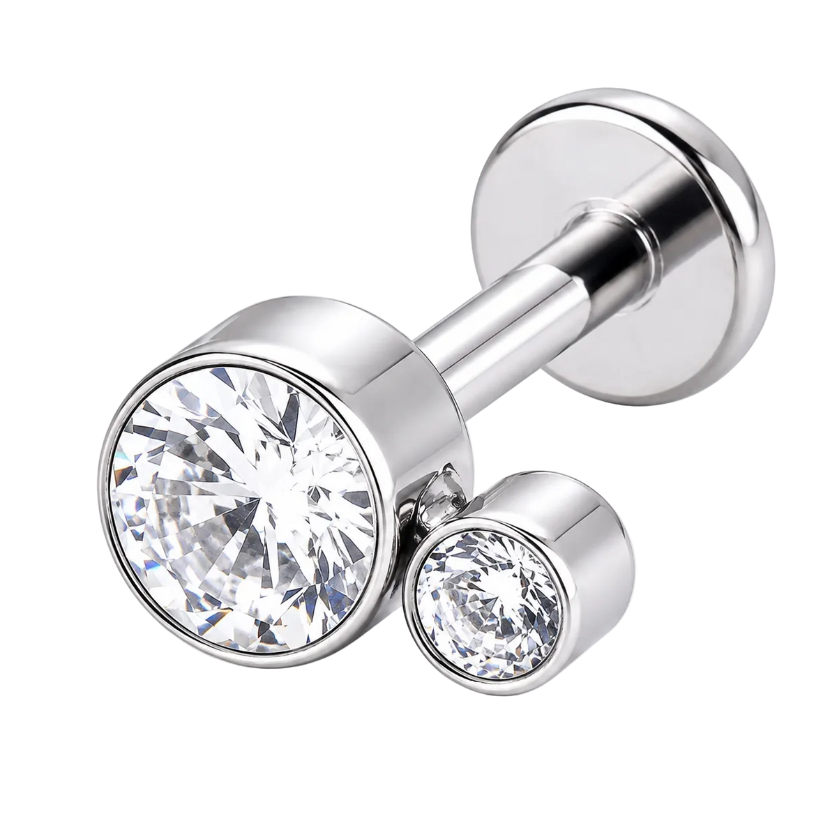 Piercing Titanium Labret Cluster 2CZ Duplo Grande/Mini | Linha Essencial