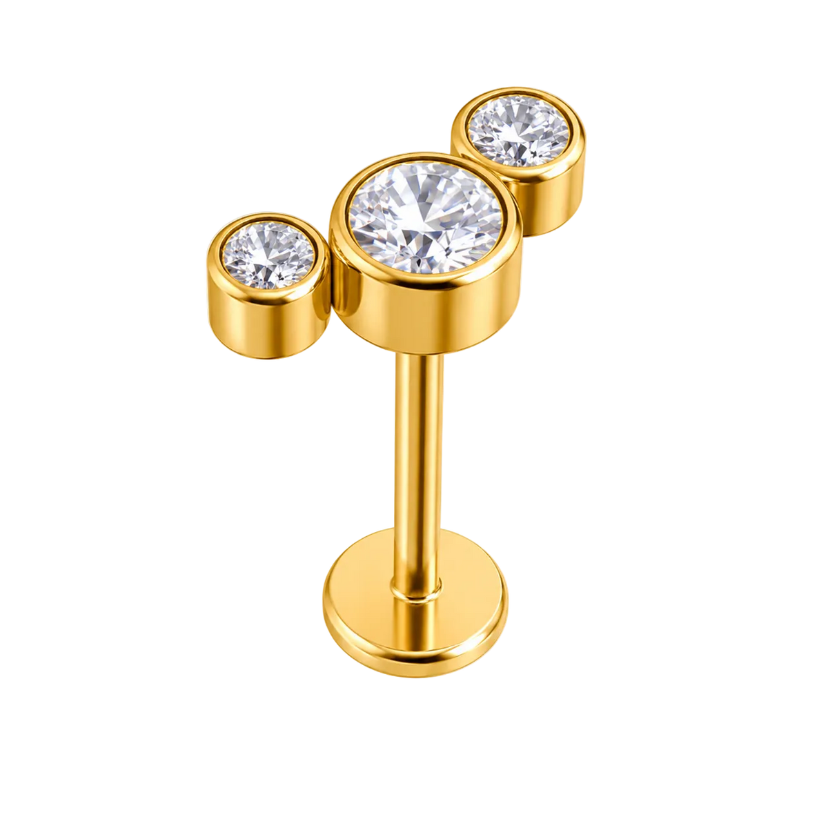 Piercing Titanium Labret Ponto de Luz Cluster 3 | Linha Essencial