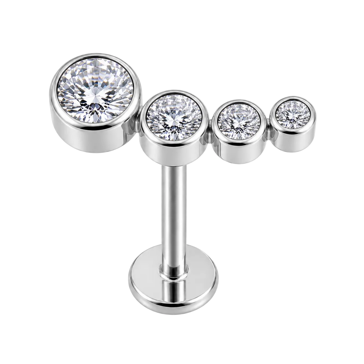 Piercing Titanium Labret Cluster 4 Curvado | Linha Essencial