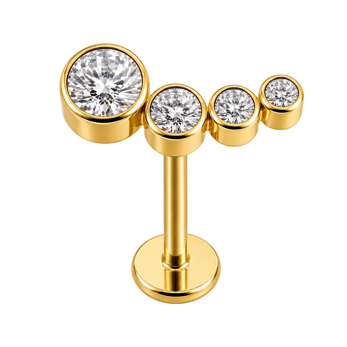 Piercing Titanium Labret Cluster 4 Curvado | Linha Essencial