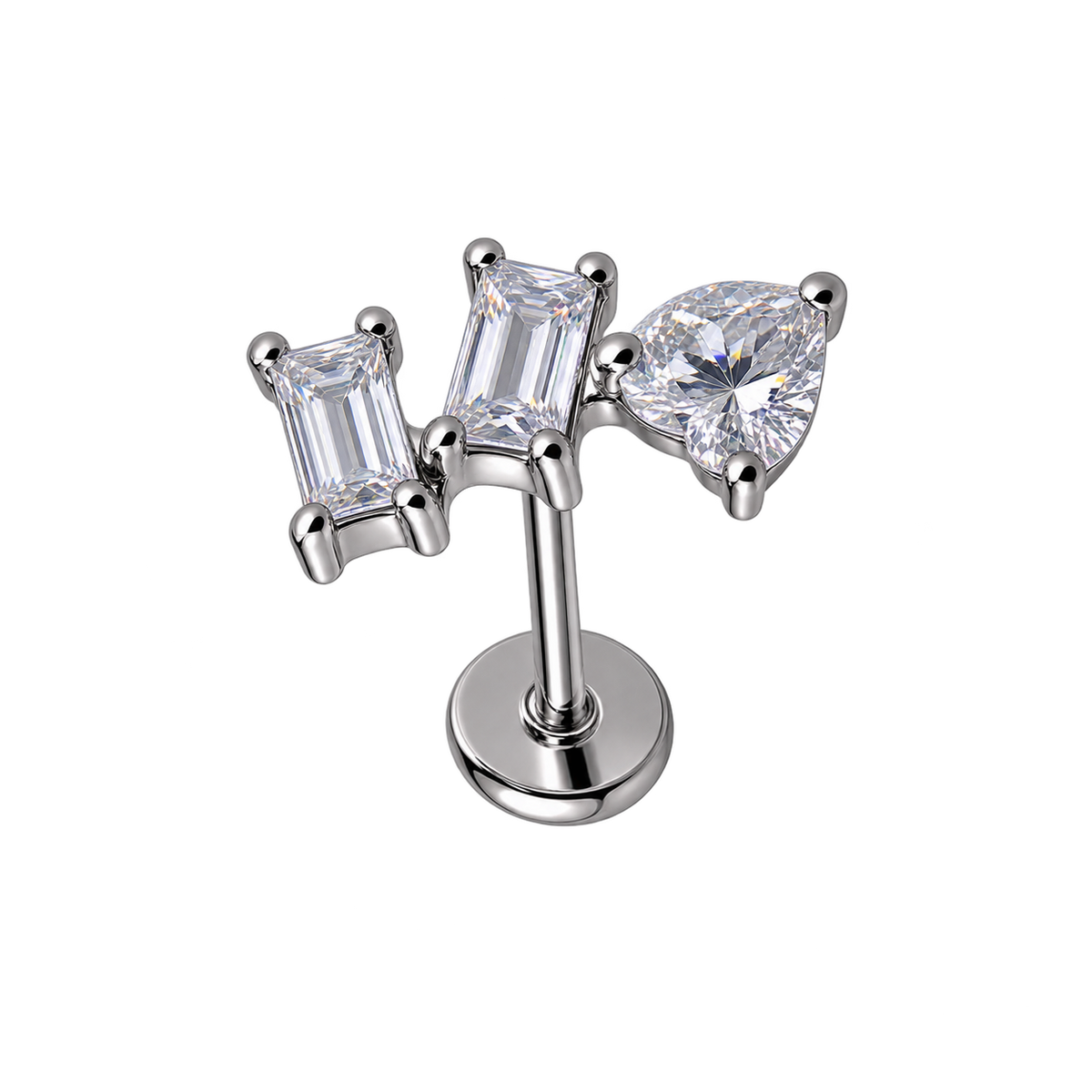 Piercing Titanium Labret Cascata Coraçao Domino | Linha Premium