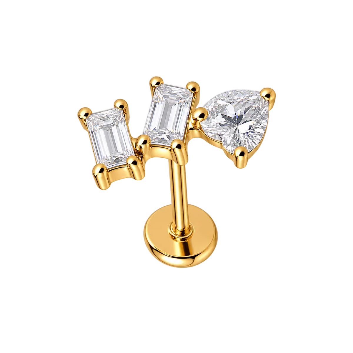Piercing Titanium Labret Cascata Coraçao Domino | Linha Premium