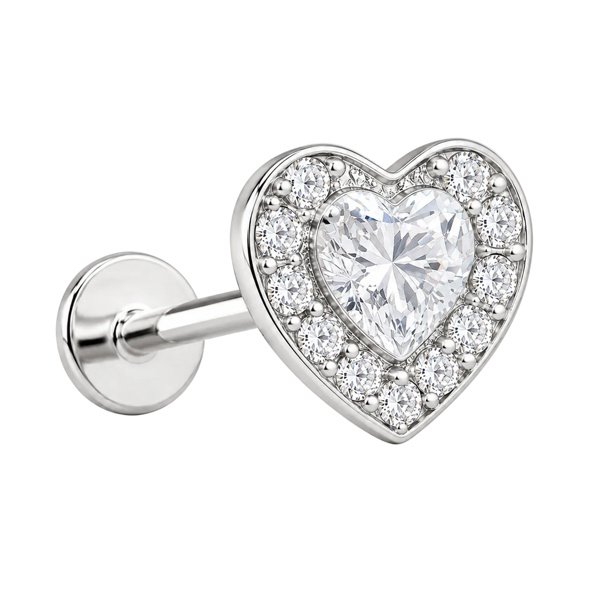 Piercing Titanium Labret Coração CZ Clear | Linha Essencial