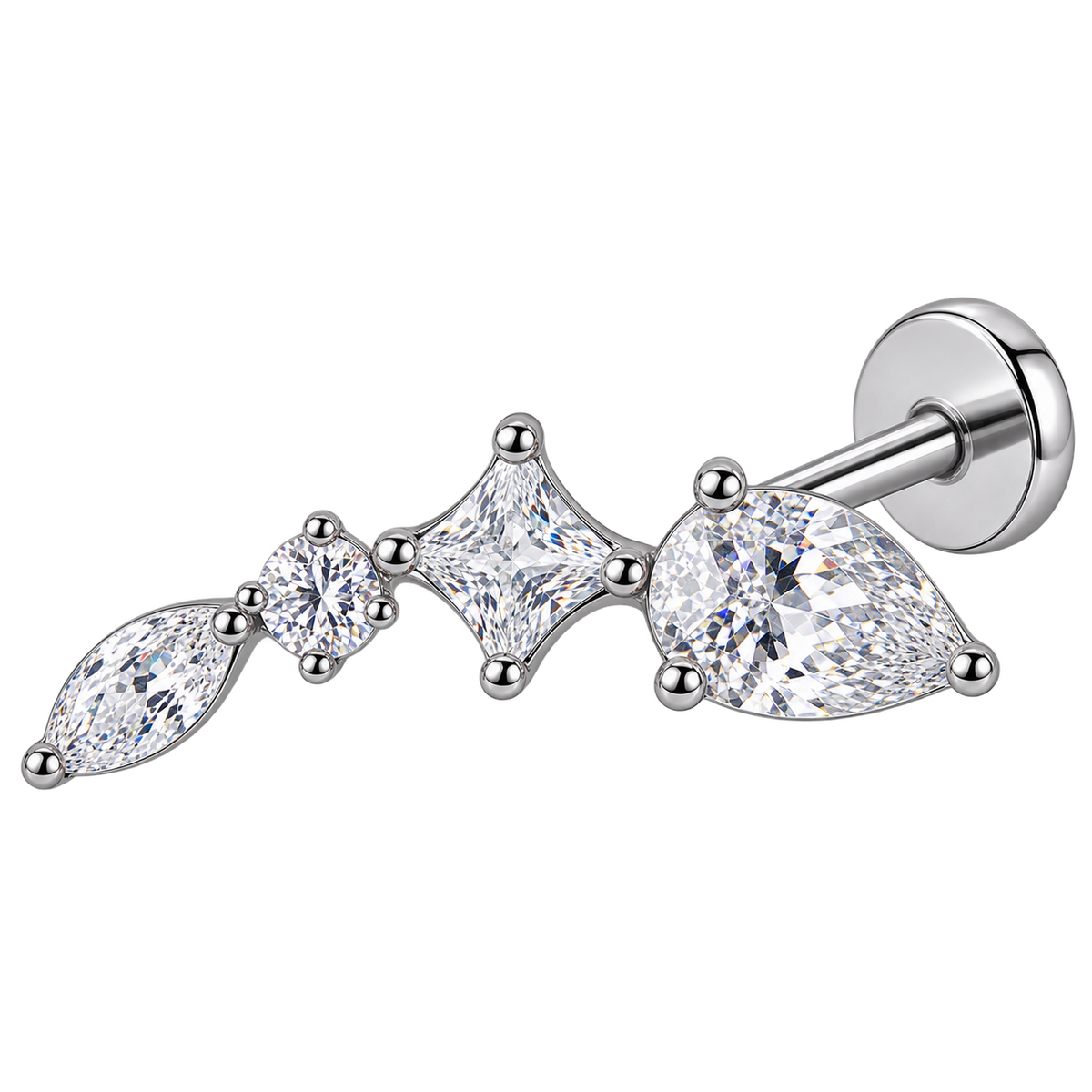 Piercing Titanium Labret Curve 4cz MISTA | Linha Premium