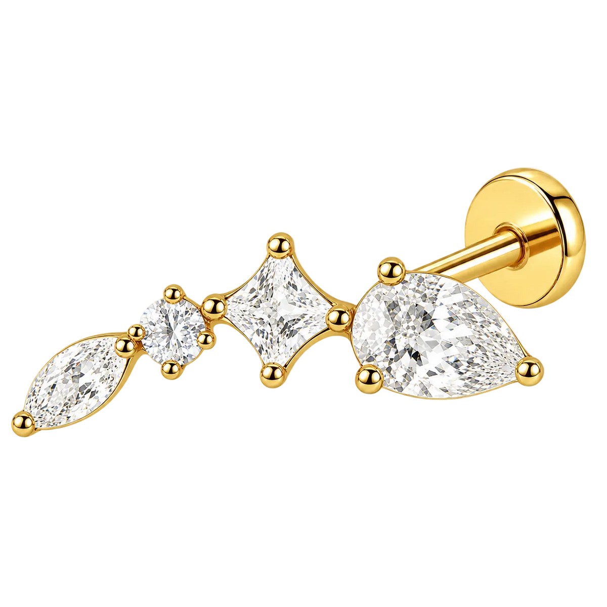 Piercing Titanium Labret Curve 4cz MISTA | Linha Premium