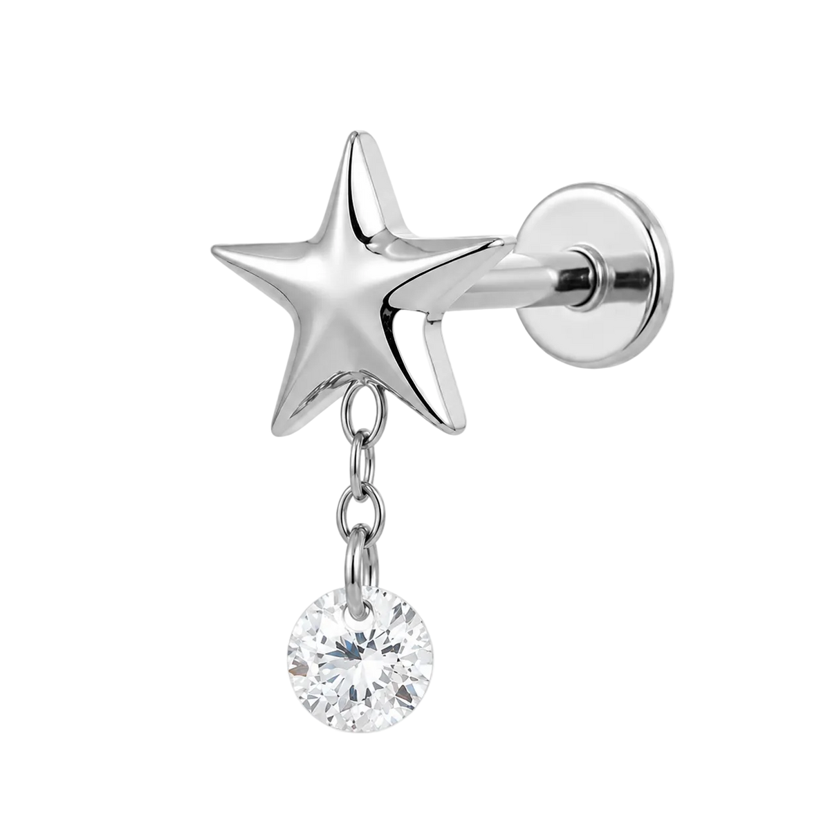 Piercing Titanium Labret Estrela Pendente | Linha Essencial