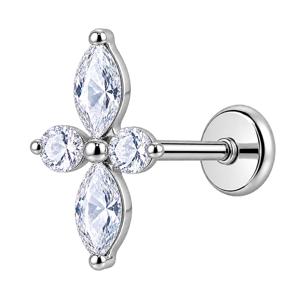 Piercing Titanium Labret Flor Marquise | Linha Premium