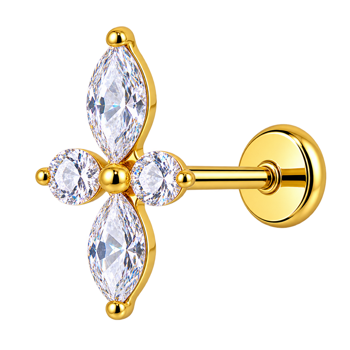 Piercing Titanium Labret Flor Marquise | Linha Premium