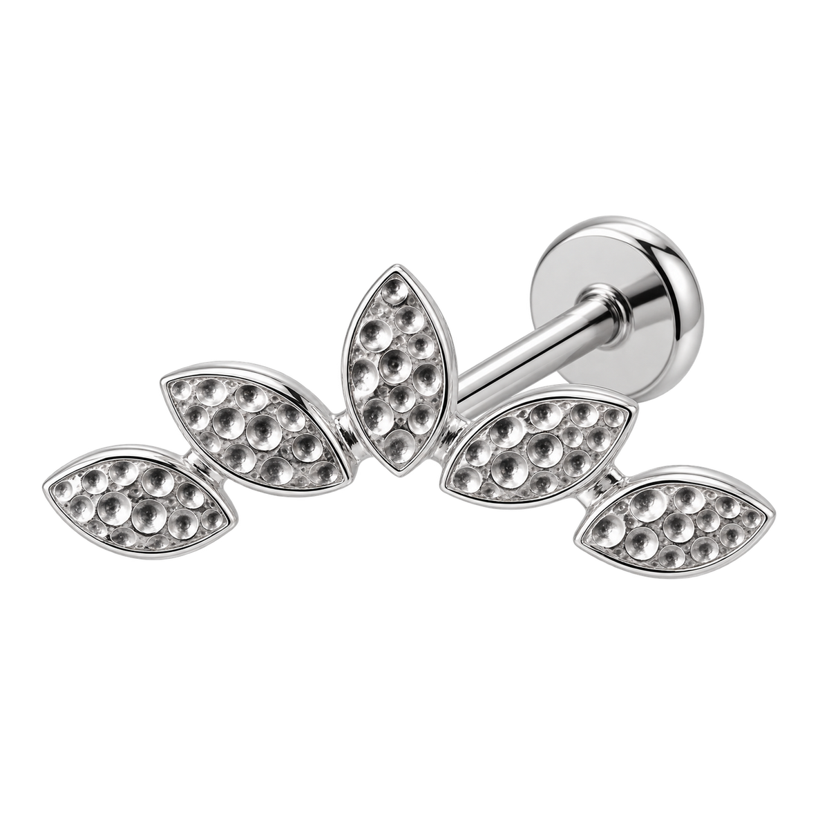 Piercing Titanium Labret Cascata Folha Amassada | Linha Essencial
