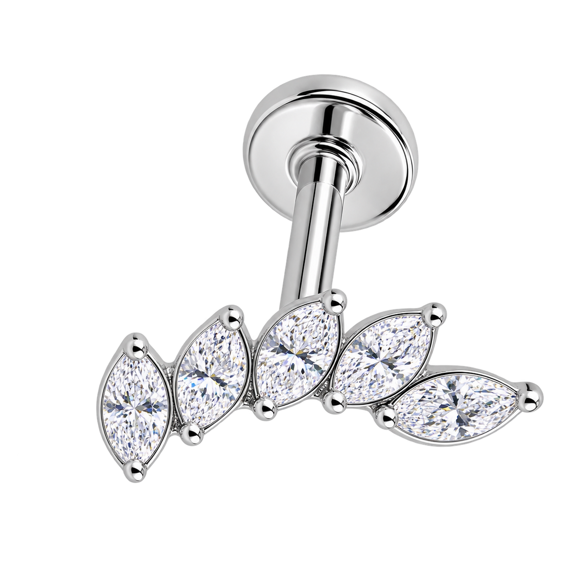 Piercing Titanium Labret Cascata Marquise 5/6 CZ Color | Linha Premium