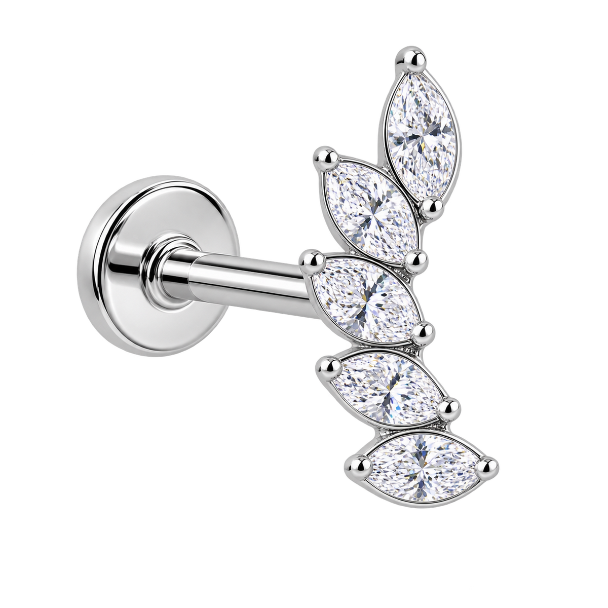 Piercing Titanium Labret Cascata Marquise 5/6 CZ Color | Linha Premium
