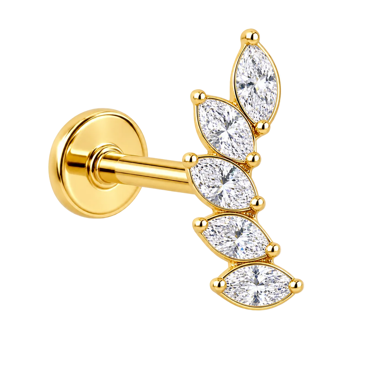 Piercing Titanium Labret Cascata Marquise 5/6 CZ Color | Linha Premium