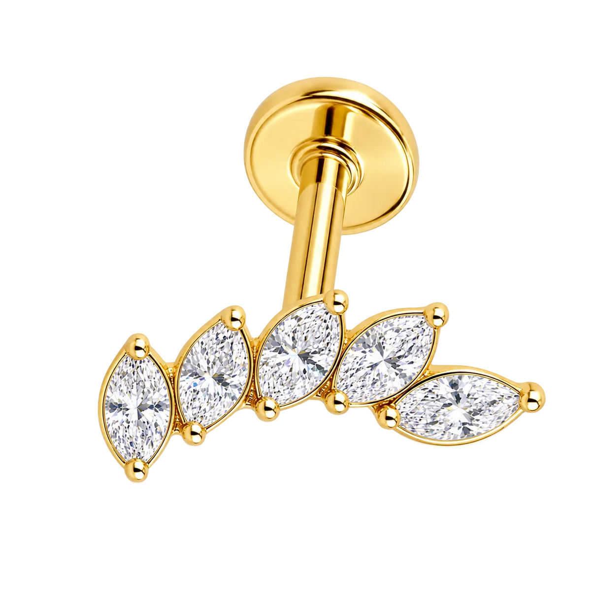 Piercing Titanium Labret Cascata Marquise 5/6 CZ Color | Linha Premium