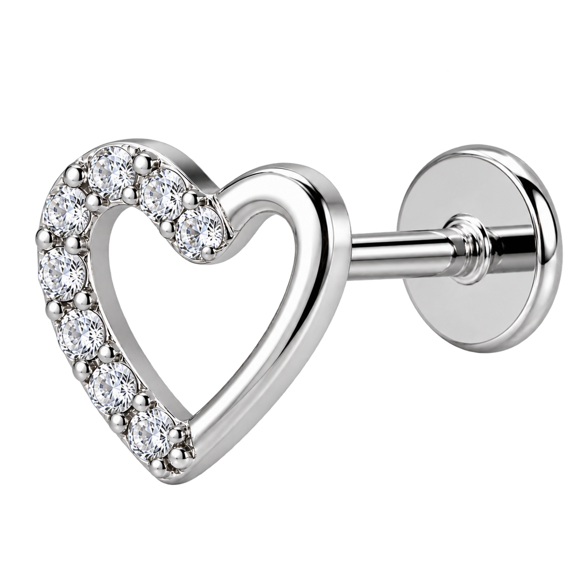 Piercing Titanium Labret Meio Coração | Linha Premium