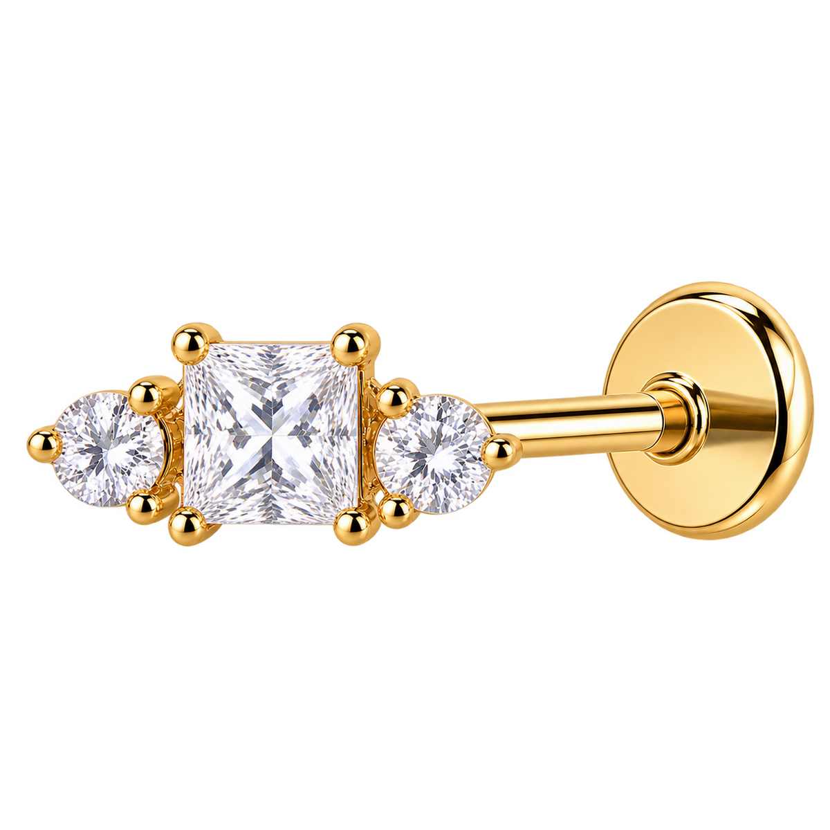 Piercing Titanium Labret 3 Mini Quadrado | Linha Premium