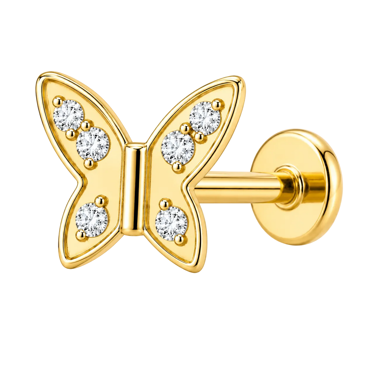 Piercing Titanium Labret Borboleta Nova | Linha Premium
