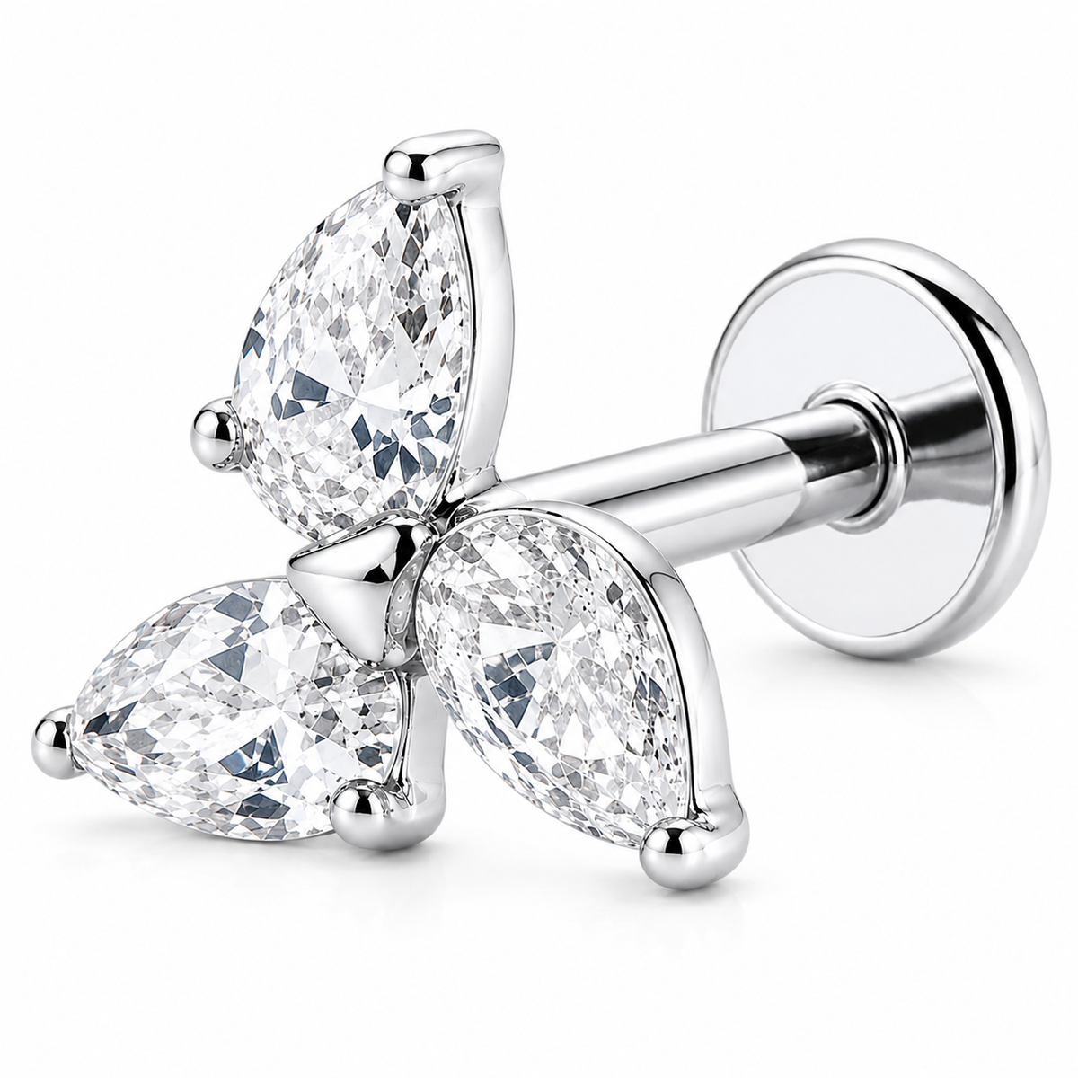 Piercing Titanium Labret Trio Gota | Linha Premium