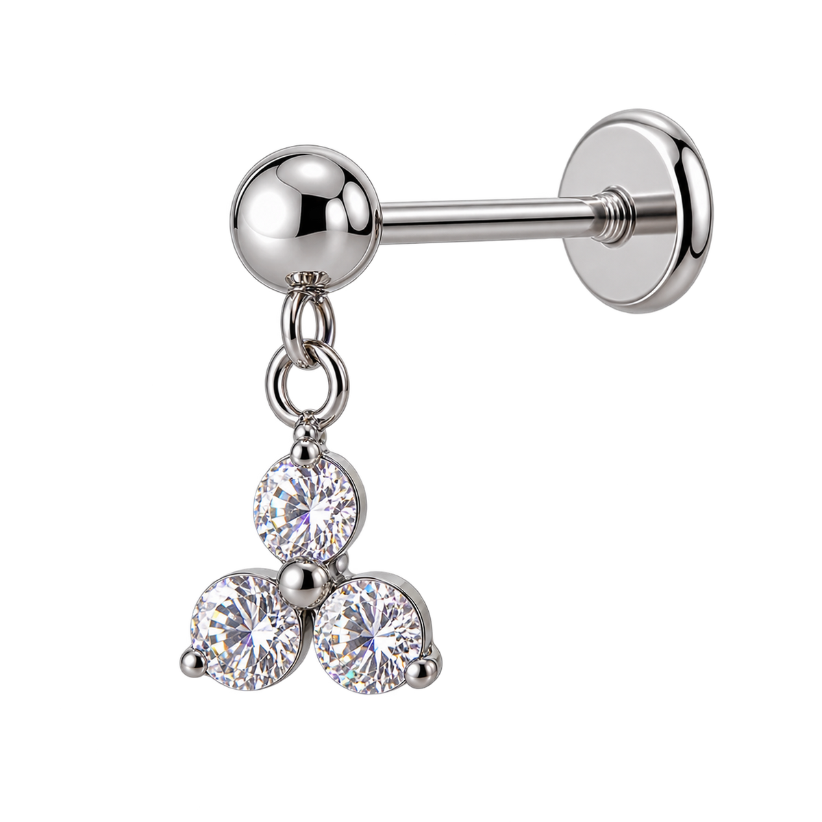 Piercing Titanium Labret Trinity Pendente | Linha Essencial