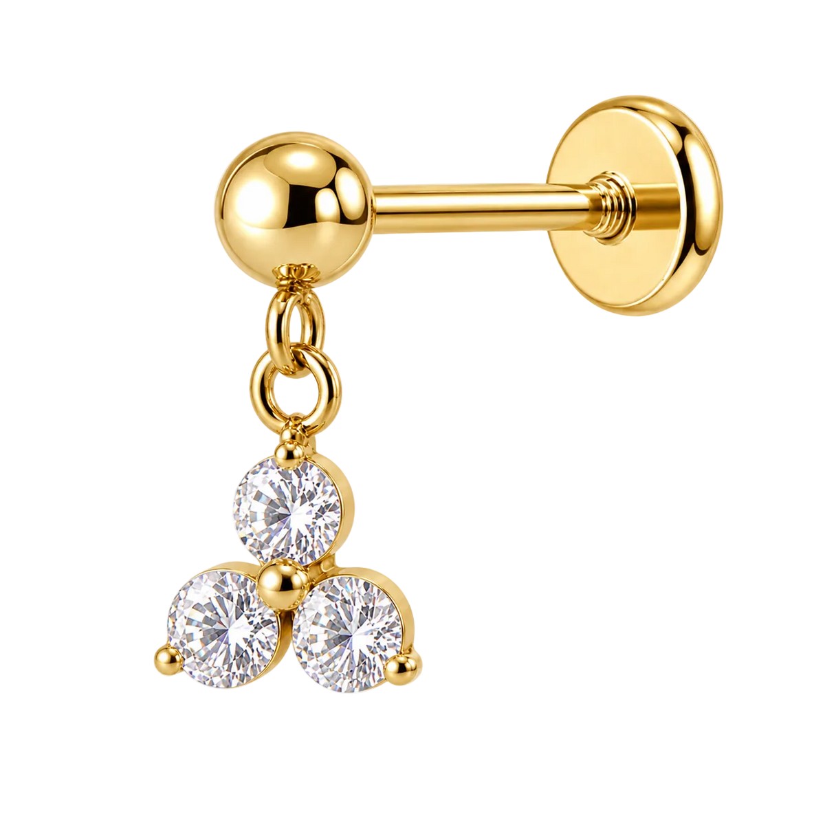 Piercing Titanium Labret Trinity Pendente | Linha Essencial