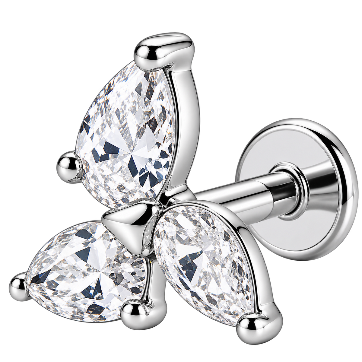 Piercing Titanium Labret Trio Gota | Linha Premium