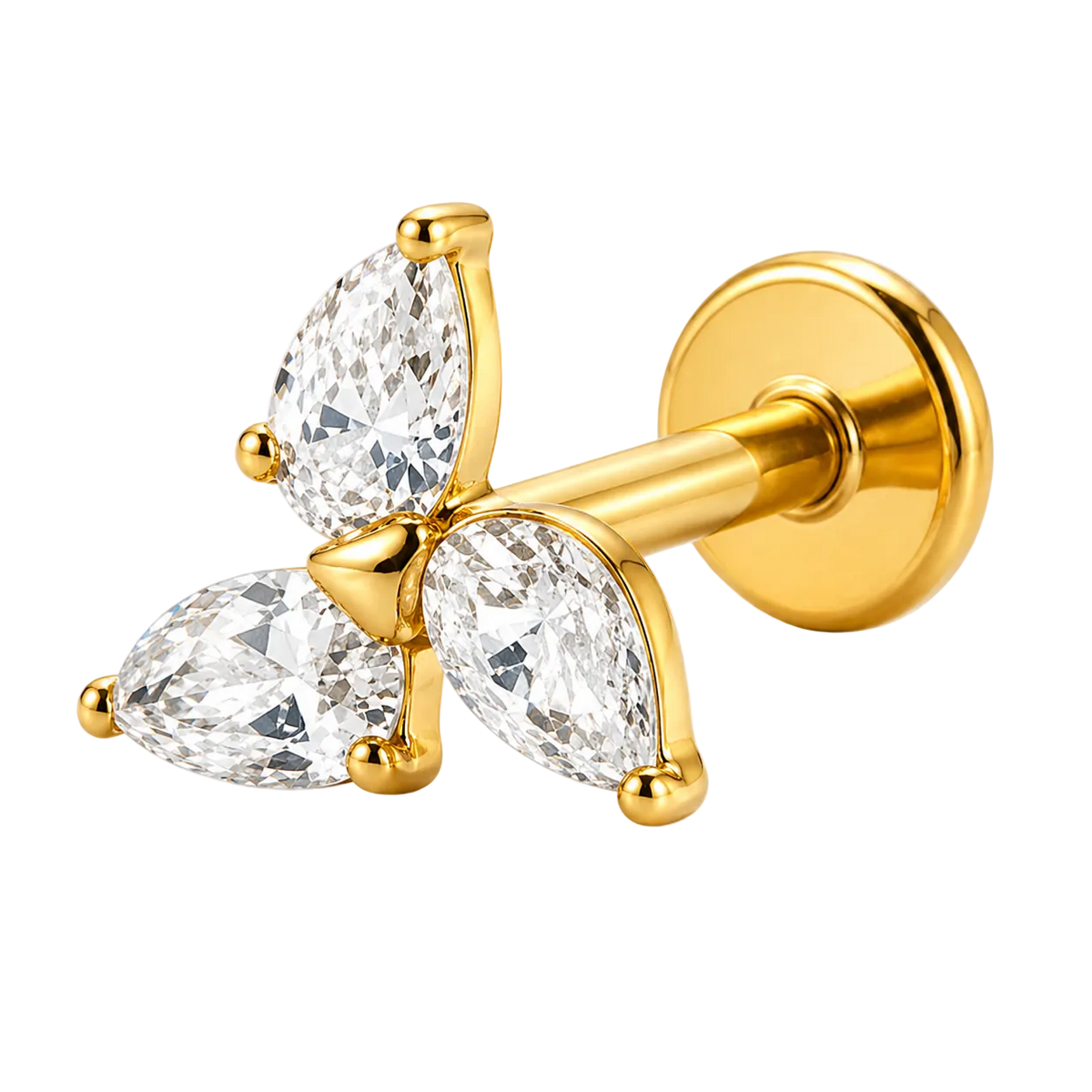 Piercing Titanium Labret Trio Gota | Linha Premium