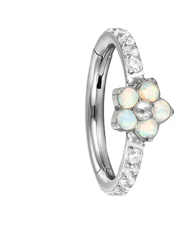 Argola Flor Opala - Titanium