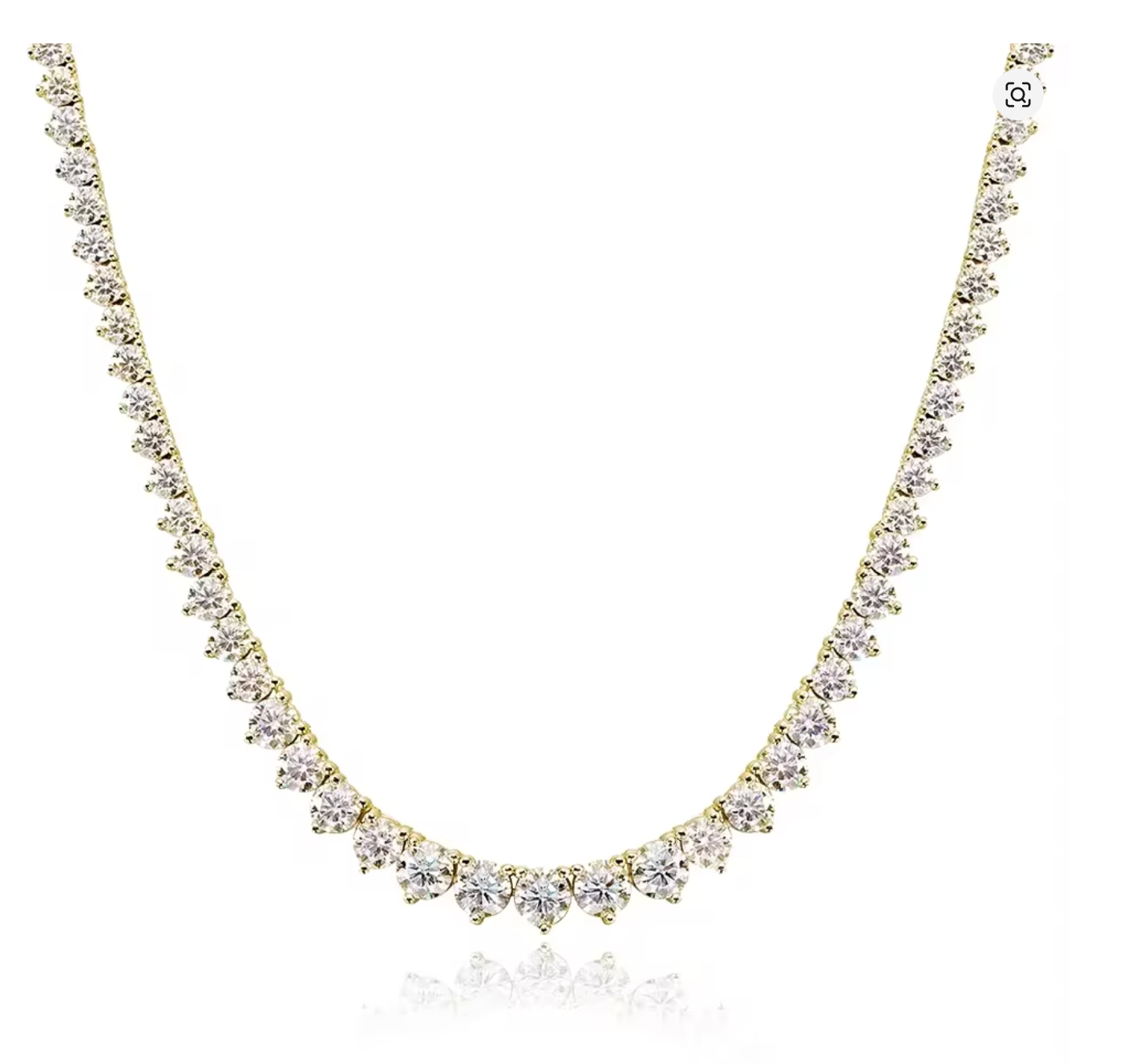 Colar Riviera Moissanite DEF VVS - Prata 925 Banho Ouro Branco 18k  Pedras Graduadas