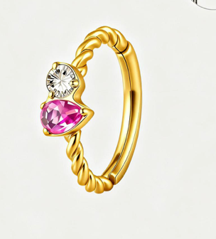 Piercing Titanium Argola Torcida Pink | Linha Premium
