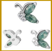 Piercing Titanium Labret Borboleta Quartzo | Linha Premium