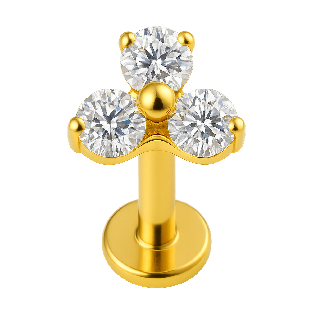 Labret Triangulo Bolinhas Mini - Titanium