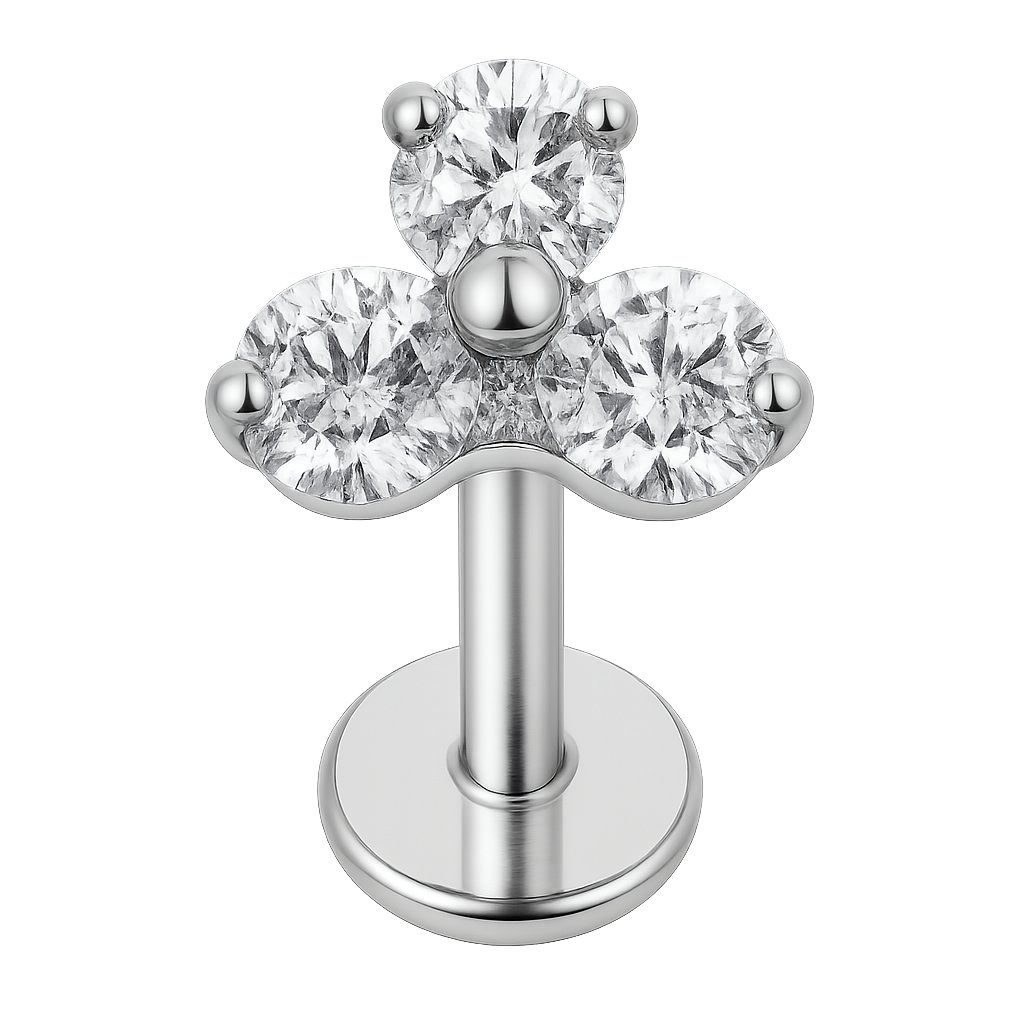 Labret Triangulo Bolinhas Mini - Titanium
