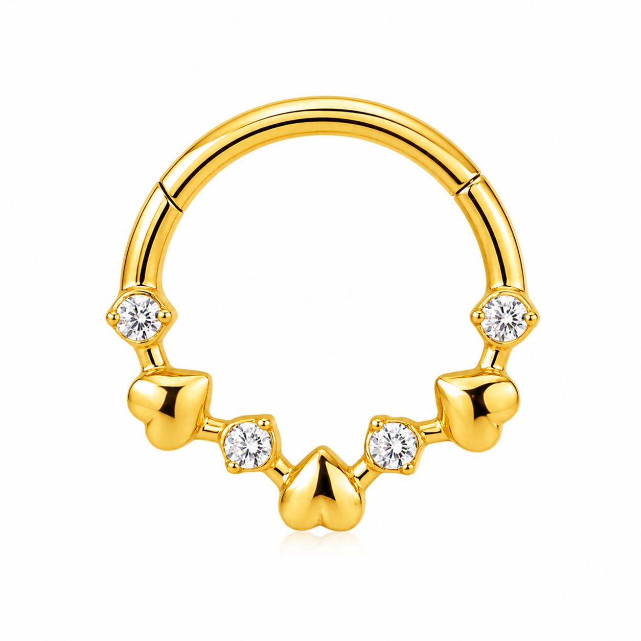 Piercing Argola Daith e Septo - Corações alternados Cz