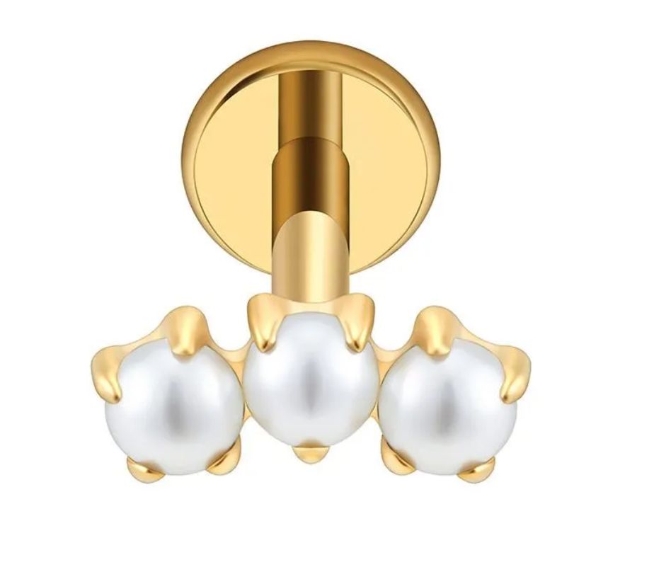 Piercing Titanium Labret Cascata Mini 3 Perola | Linha Premium